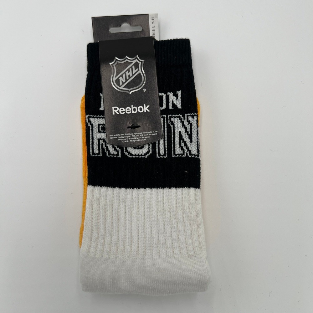 Reebok NHL Pittsburgh Penguins Crew Socks Men's L 9-11 Black Yellow‎ White